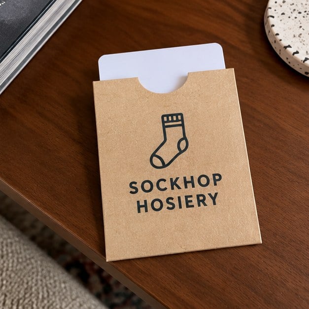 Customer photo of a custom kraft card sleeve